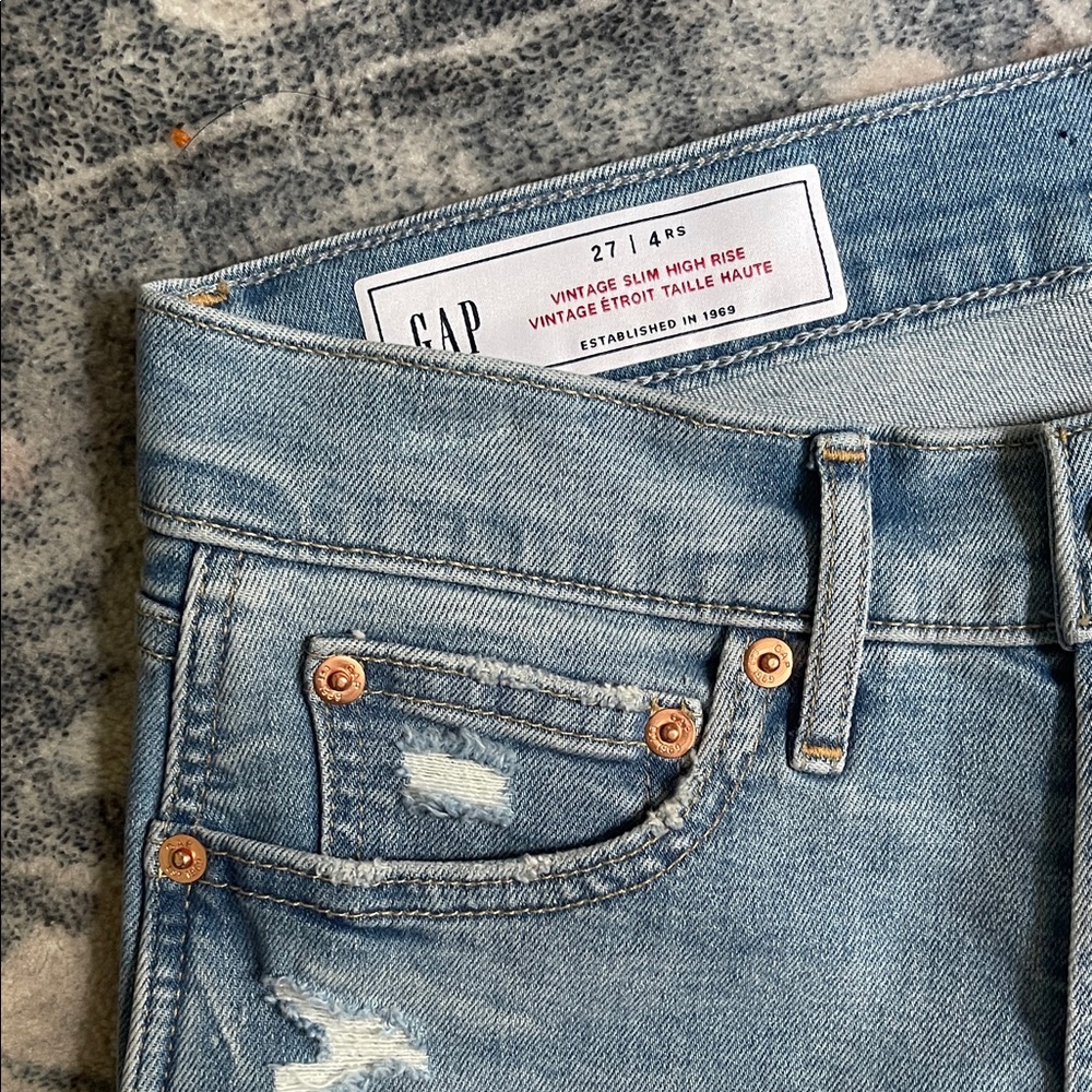 GAP Women's High Rise Vintage Slim Jeans - Denim Blue